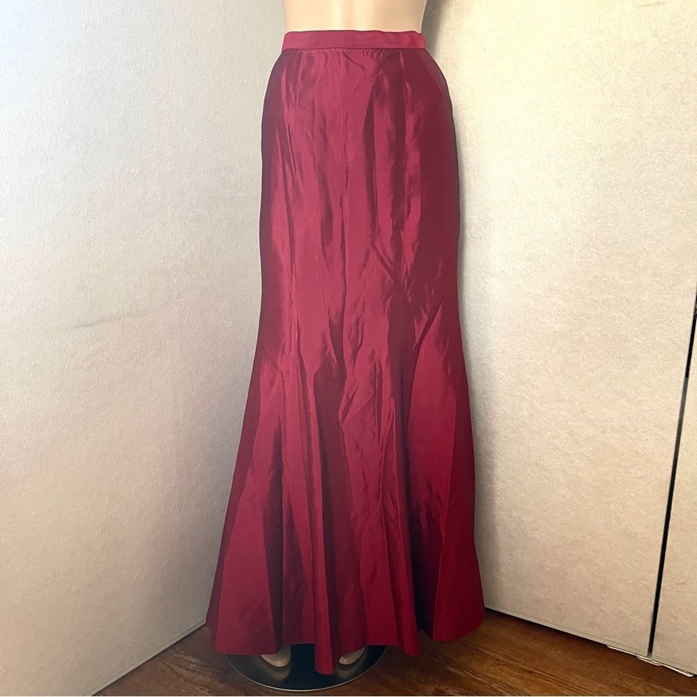 Vintage satin Taffeta red maxi Mermaid style skirt size S